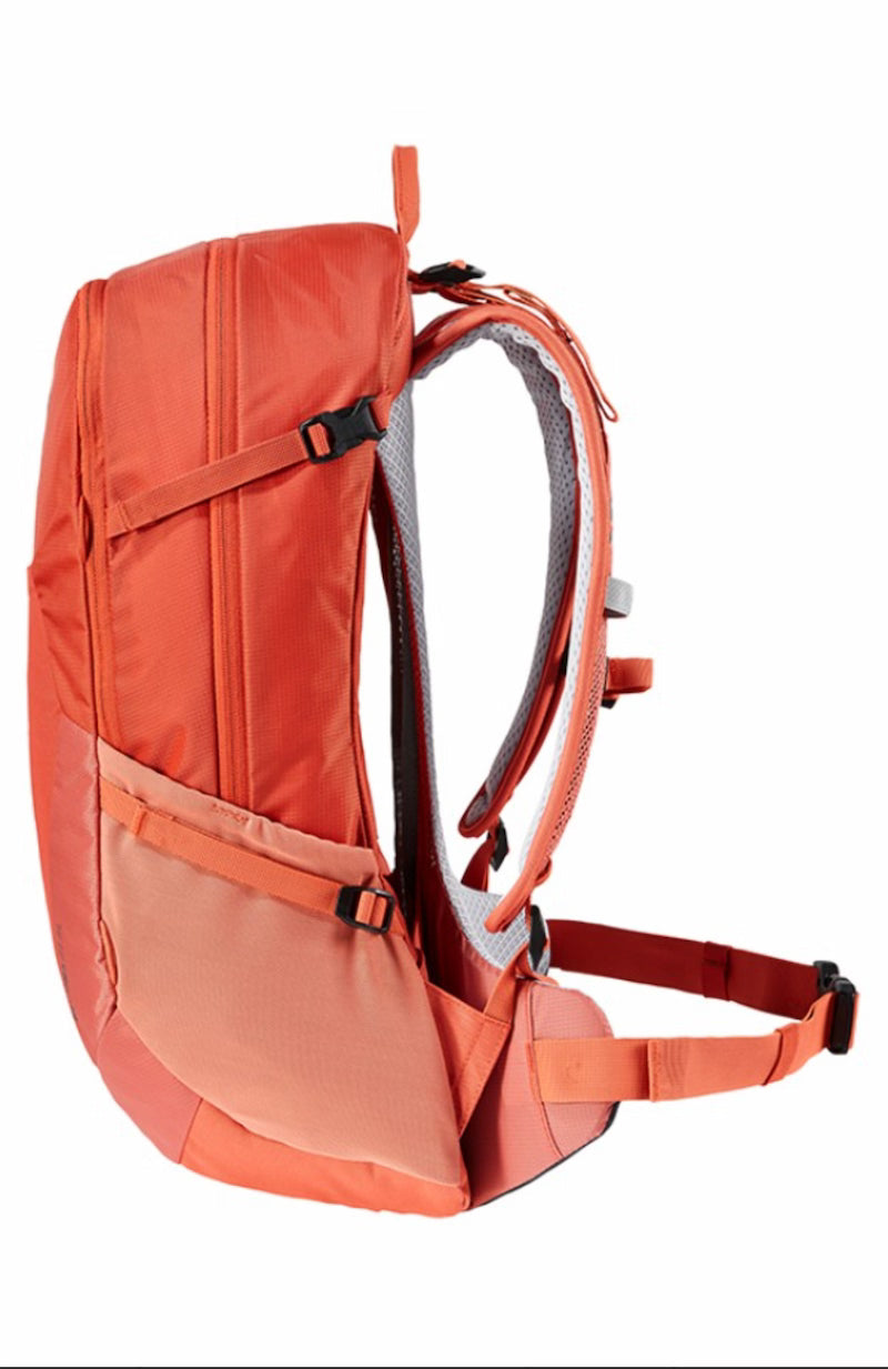 Orange backpack on a white background