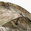 Camouflage-patterned tent with a white background