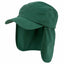 Green cap with neck flap on a white background
