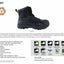 Black boot with sustainability features and Munka branding on a white background