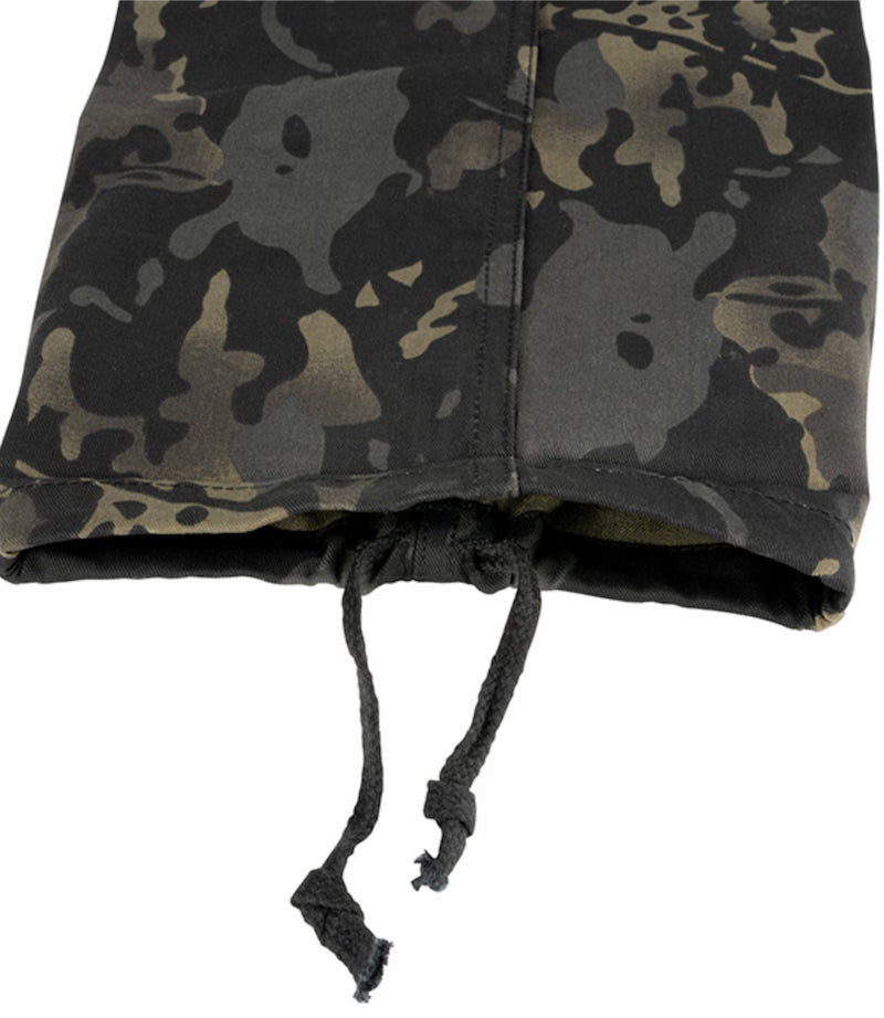 Camouflage-patterned drawstring bag on a white background
