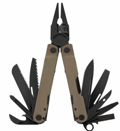 Multitool with various tools on a white background