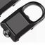 Close-up of a black metal lock on a white background
