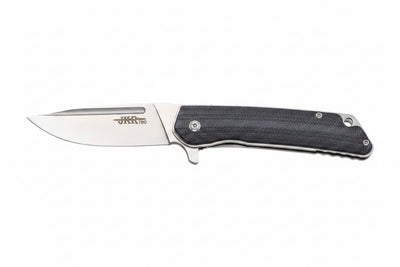 Silver knife with black handle