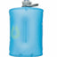 Blue silicone water bottle with a gray cap on a white background