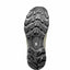 Close-up of a hiking boot sole with tread pattern on a white background