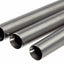 Three metallic pipes on a white background