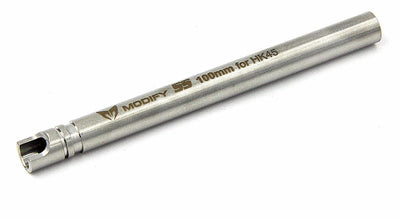 Metal gun barrel with 'Modify' branding on a white background