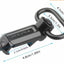 Black Magpul ear plug with ear hook and dimension labels showing measurements in centimeters and inches on a white background.