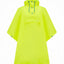 A bright neon yellow-green hooded rain poncho with a half-placket snap closure and drawstrings, displayed on a clean white background.
