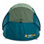 Blue and green pop-up tent with Oztrail logo on a white background