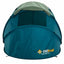 Blue pop-up tent with green roof on a white background, featuring the OZtrail brand.