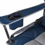 Blue camping chair with cup holder on a white background