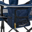 Blue mesh cooler bag attached to a chair with a white background