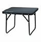 Black folding table on a white background