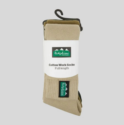Ridgeline Cotton Work Socks Full Length (Pack of 3)