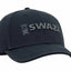 Black cap with 'SWAZI' logo on a white background