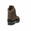 Brown hiking boot with black sole on a white background