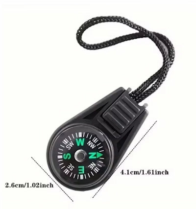 Mini Survival Compass - Waterproof, Acrylic with Lanyard