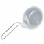 Gray ladle with a white handle on a white background