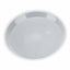 A round, shallow white plastic bowl or dish shown from a top-down perspective on a clean white background.