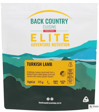Back Country Cuisine Elite Adventure Nutrition package with mountain design