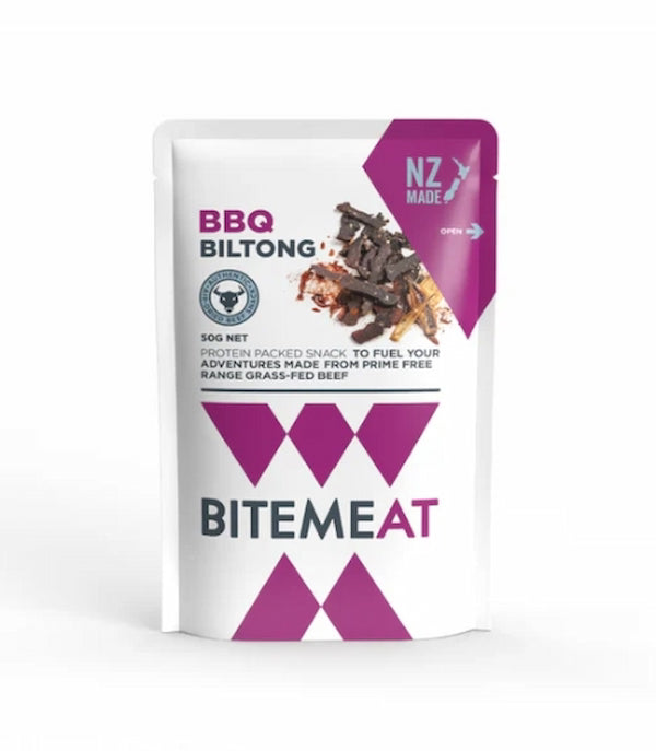BiteMeat BBQ Biltong packaging on a white background