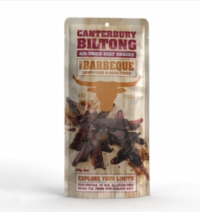 Canterbury Biltong Barbeque snack package on a white background