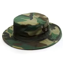 Camouflage bucket hat on a white background