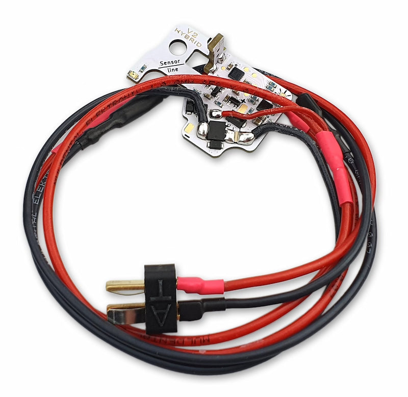 Electrical wiring with red and black cables on a white background