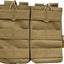 Tan tactical magazine pouch with Velcro straps on a white background, featuring a visible brand logo.