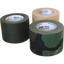 Three rolls of Web-tex military tape in different colors on a white background