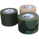 Three rolls of Web-tex military tape in different colors on a white background