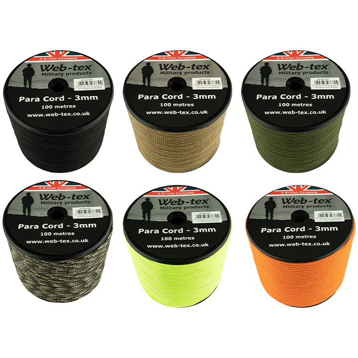 Web-Tex - Paracord per metre or 100 metre roll