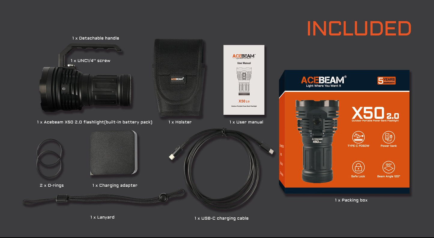 Acebeam - X50 PD Power Bank Flashlight