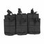 Three black tactical magazine pouches on a white background