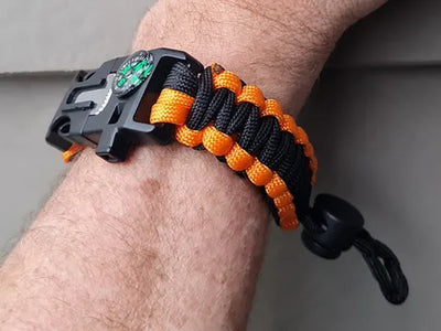 Paracord Bracelet with buckle survival whistle & compass