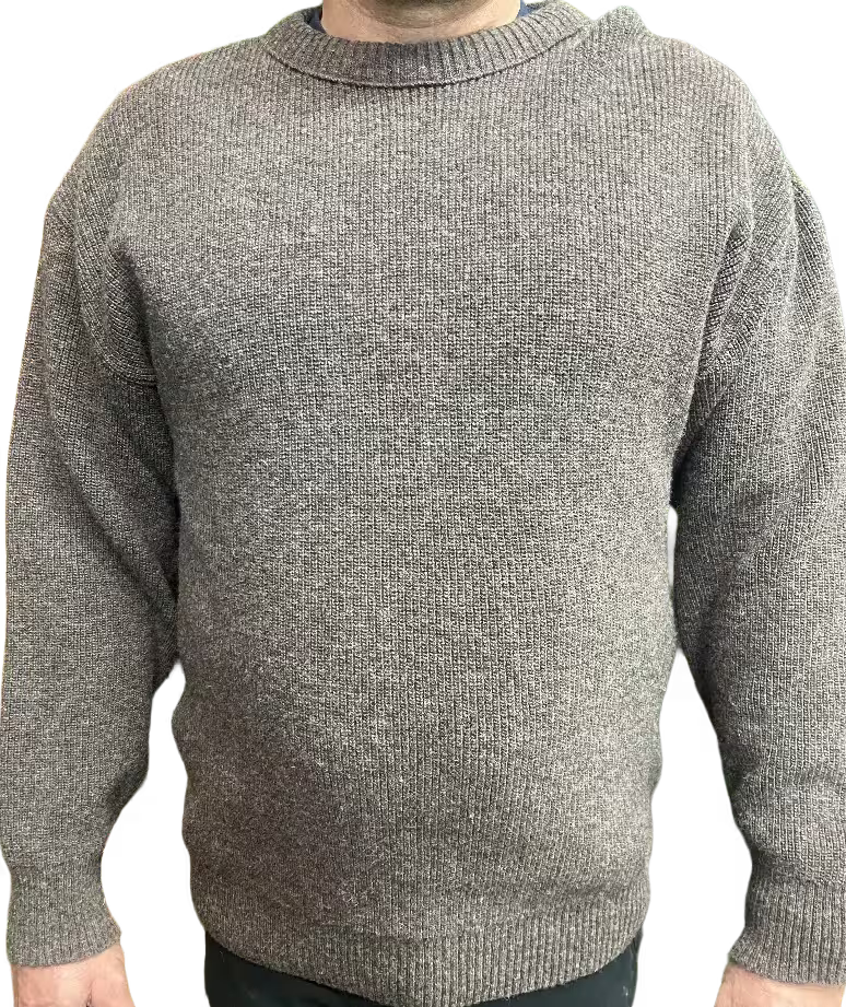 Ironbark Pure New Zealand Wool Fisherknit Rib Crew Neck Jersey