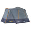 Gray camping tent with orange accents on a white background