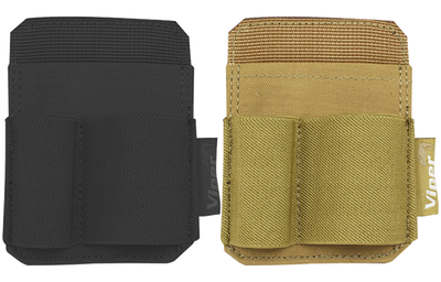 Black and tan tactical pouches on a white background