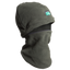 A green fleece balaclava by Ridgeline, covering the head and neck with a logo visible on the front.