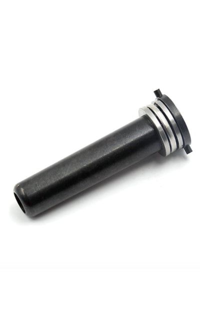 A black rotary spring guide with bearing for airsoft gun, showing a cylindrical body with two attachment wings.